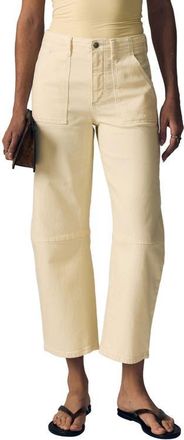 LE JEAN Utility Barrel Leg Jeans in Lemon Yellow at Nordstrom, Size 32