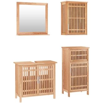 vidaXL Vidaxl - Conjunto De Muebles De Ba&ntilde;o 4 Piezas Madera Maciza De Nogal