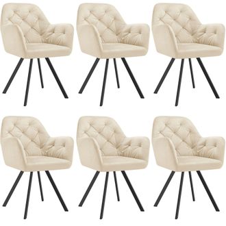 TecTake Armchair Lucia Set Of 6 - Cream | Size: 6 Pack