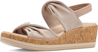 Life Stride Riley Slingback Sandals Womens Wedge Shoes Biscotti Beige : 8.5 M (B), Textile
