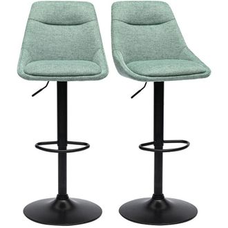 Miliboo Sgabelli da bar regolabili e girevoli a 360&deg; in tessuto effetto velluto testurizzato verde celadone e metallo (set di 2) ALESS