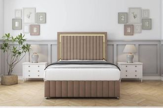 Comfort Beds Boston Gold Plush Divan Base No Drawers - 26 Headboard-Footboard in Taupe | Size: Small Single