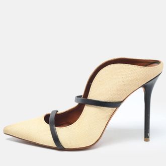 Malone Souliers Beige Leather And Woven Raffia Maureen Pumps