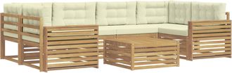 vidaXL Conjunto De Sof&aacute;s De Exterior 7 Uds. Blanco Y Crema Vidaxl