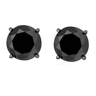 Pompeii3 2Ct Black Gold Round Black Diamond Push Back Studs Earrings 14k Gold