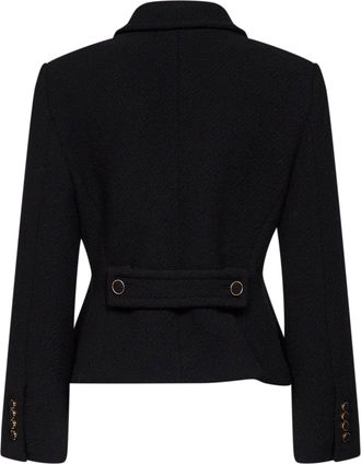 Chlo&eacute; Womens Jacket Boucl&eacute; Wool-Blend Black Virgin Wool Coat
