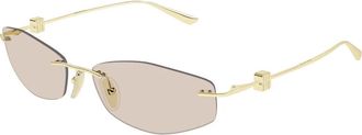 Balenciaga Ovale Zonnebril - Dames - Zonnebrillen - Geel - 60 MM - Accessoires