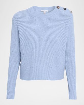 Autumn Cashmere Crewneck Shaker Stitch Cashmere-Cotton Sweater