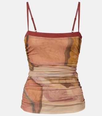 Sir. Top de malla estampado fruncido