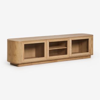 Sklum Mueble Tv 180x40 Cm En Mdf Y Cristal Templado Walia Sklum