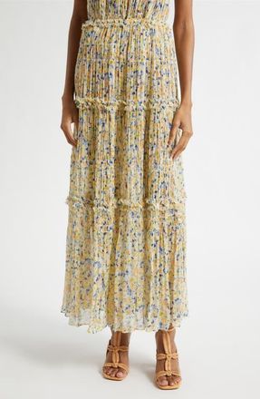 Ulla Johnson Virginie Floral Silk Maxi Skirt in Daffodil at Nordstrom, Size 10