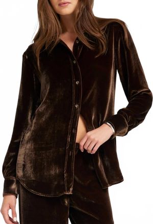 SPRWMN Elise Velvet Shirt In Brown