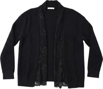 Ermanno Scervino Gebreide Cardigan met Delicate Kantrand - Dames - Vesten - Zwart - XS - Truien & Vesten