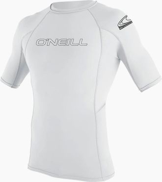 O'Neill Mens ONeill Mens Basic Skins Short Sleeve Rash Guard - White - Size: 38