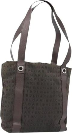 Bulgari Pre-owned Tote Bags, female, Brown, Size: ONE SIZE Pre-owned Vintage Canvas Shoulder Bag