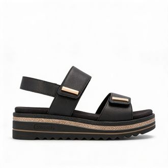 Remonte D0q59 Womens Ankle Strap Sandals Black Leather - Size UK 6
