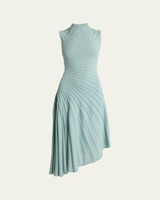 Alaia Mock-Neck Sculpting Wool Dress