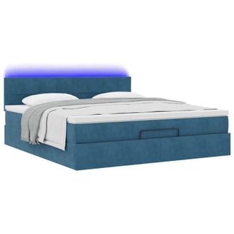 vidaXL Estructura De Cama Otomana Colch&oacute;n Azul Oscuro 180x200 Cm Vidaxl