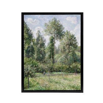 Artery8 Eragny Poplars Landscape Camille Pissarro Black Framed Canvas Wall Art | Size: W24 x H32