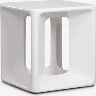 Sklum Mesa Auxiliar Para Jard&iacute;n Cuadrada 40x40 Cm En Cemento Y Fibra De Vidrio Lilou Sklum