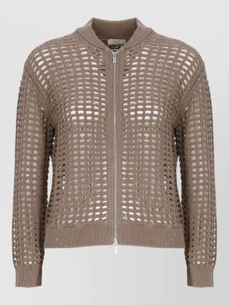 PESERICO crewneck sequin cotton knit cardigan