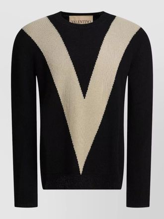Valentino wool sweater crew neck v intarsia