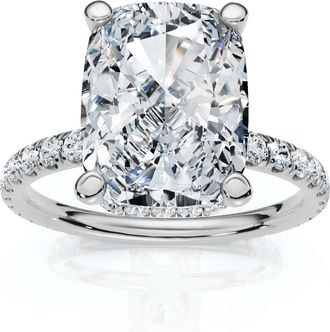 Pompeii3 Certified 5.86Ct Elongated Cushion Diamond Hidden Halo Engagement Ring Gold Size: 7