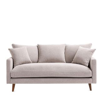 DRAWER Sof&aacute; de 3 plazas en tela con patas de madera oscura - Natural