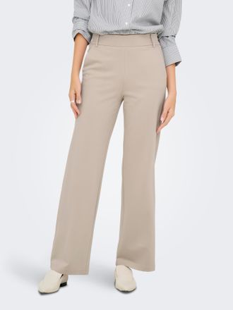 Only Anzughose ONLY ONLPOPTRASH LIFE MW STRAIGHT PANT PNT, Damen, Gr. XL, L&auml;nge 32, pure cashmere, Milano Rib, Obermaterial: 63% Viskose, 32% Nylon, 5% Ela