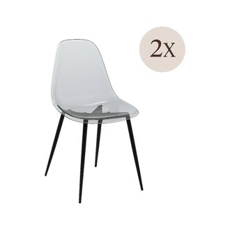 Dmora Juego De 2 Sillas Amstrong, Sill&oacute;n Pet, Silla De Comedor Ergon&oacute;mica, Silla De Reuni&oacute;n, 53x46h81 Cm, Color Humo