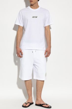 Versace Jeans Couture T-shirt With A Rubber Logo Patch, Mens, White