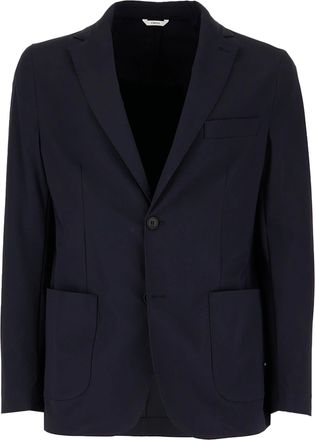Cruna Tailored Blue Notch Lapel Two-Button Blazer