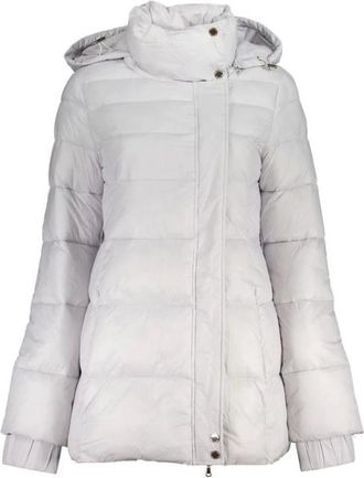 Patrizia Pepe Jassen, Dames, Wit, L, Witte Gewatteerde Jas met Afneembare Capuchon