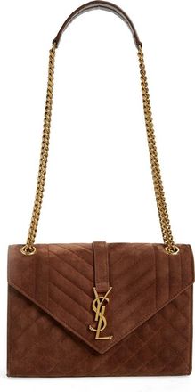 Saint Laurent Medium Envelope Suede Crossbody Bag in Brown Coffee at Nordstrom