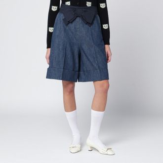Valentino Denim bermuda shorts with oversized bow
