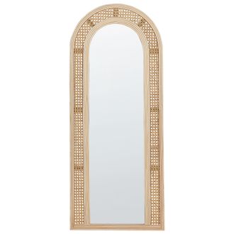 Beliani Espejo De Pared En Forma De Arco De Rat&aacute;n 120x50 Cm Sala De Estar Dormitorio Accesorios Del Hogar Hecho A Mano Estilo Boho Natural Franey