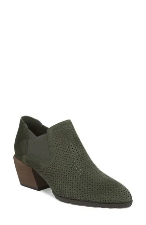 Vionic Bethany Perforated Bootie in Olive Moss Suede at Nordstrom, Size 6.5