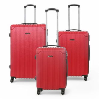 Infinity Leather Unisex Hard Shell Red ABS 8 Wheels Luggage Travel Cabin Suitcase - Size Medium