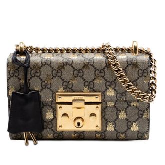 Gucci Pre-owned Gucci Small GG Supreme Bee Padlock Crossbody Ladies 92NC0GXFFAOW0GLC