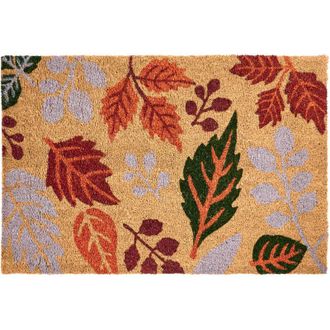 Beliani Felpudo De Fibra De Coco Antideslizante 60 X 90 Cm Con Dorso De Pvc Motivo Hojas Multicolor Dagatan