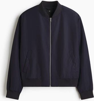 H&M Lightweight Bomber Jacket in Dark Blue at Nordstrom, Size Xxx-Large