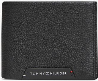 Tommy Hilfiger Mens Pebbled Leather Bifold Wallet - Black