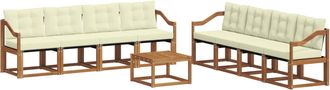 vidaXL Conjunto De Sof&aacute;s De Exterior 9 Uds. Natural Y Crema Vidaxl