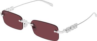 Gucci Sunglasses, unisex, Gray, 52 MM, Red Lens Rectangular Sunglasses