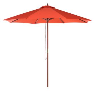 Beliani Sombrilla De Jard&iacute;n De Tela Roja &Oslash; 270 X 237 Cm Poste De Abedul Plegable Toscana