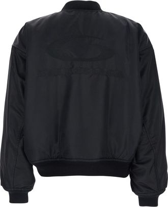 Balenciaga Womens Bomber Jacket High Collar Black Polyamide Coat