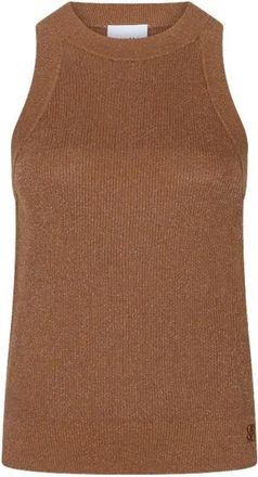 Dante6 Noki Metallic Gebreide Top - Dames - Tops - Bruin - Maat: XS Viscose