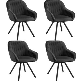 TecTake Armchair Snug Set Of 4 - Black | Size: 4 Pack