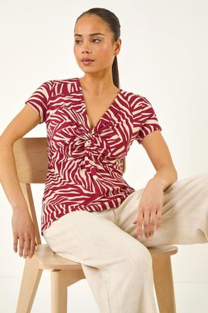 Roman Zebra Print Twist Front Top