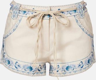 Zimmermann Wanderlust belted floral linen shorts